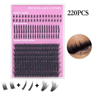 12 Rows Mixed Manga Lash Clusters Spiky Fairy DIY Individual Eyelashes Extensions Natural Fluffy Volume Cluster Lashes Kit