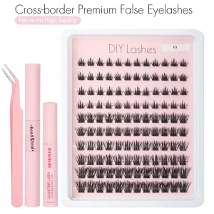 120PCS Layered Sunflower Cluster Lashes DIY Eyelash Cluster Kit Wispy Natural False Eyelashes Thin Band Eye Lashes