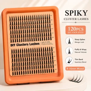 120Pcs Handmade Spiky Cluster Lashes 8 16mm Mega Volume 10D 20D Mixed DIY Manga Eyelash Extension Kit Wispy Fairy Synthetic Hair