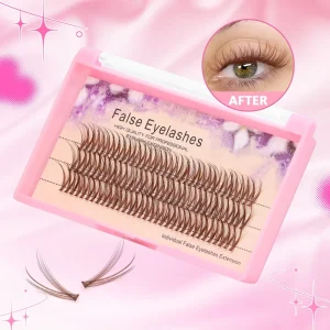 12D Fishtail Eyelashes Natural Brown Fish Tail DIY Lashes DIY Eyelash Extension Segmented False Lashes Custom Logo