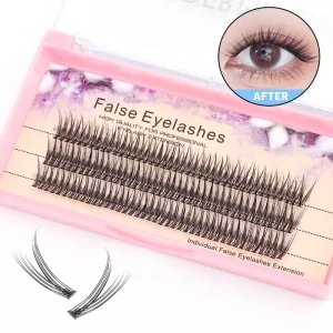 12D Fishtail Segmented Eyelashes 3 Rows Purple Card Natural Colorful Mixed Length 8-16mm