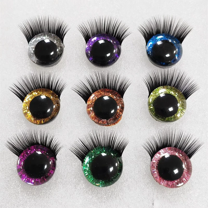 12mm 14mm 16mm ABS Plastic Safety Eye With Eyelash Doll Puppet Accessories Stuffed Toy Glitter Eye Accessory Parts