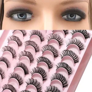 12mm-14mm Russia Whispy Lashes Russian d and Cc Curl Faux MInk Full Strip Eyelashes with Customized Box