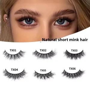 12mm Long Natural Short Full Strip Lashes Wispy 3D Mink False Eyelashes Handmade Cruelty Free Reusable Soft Eyelash