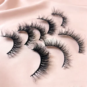 12mm Short Natural Mink Fur Lashes 3D Effect Dramatic Eye Eyelashes with Cotton Band Reusable Full Strip Lashes