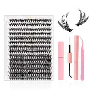 14 Rows 30D40D50D60D80D100D Semi hand Made Black Cotton Band False Eyelashes Thick Glue Tweezers Set
