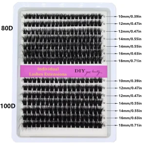14 Rows 5D Fluffy Cluster Lashes 40D60D 80D 100D Thick Eyelash CC D DD Curl 10 18mm Mix Individual Lashes DIY Lash Extensions