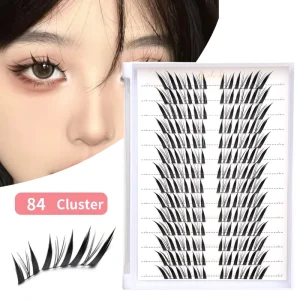 14 Rows 84 Clusters Cat Eye DIY Lash Extension Kit Handmade Pre-Cut Segment Cluster Lashes