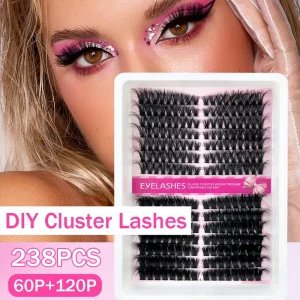 14Rows 8D Fluffy Lash Clusters Thick Volume Eyelash Clusters Extensions 50D 120D Individual Lashes Cat Eye Lash Extension