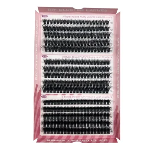 15-Row Fluffy Thick-Volume Lash Clusters, 60D/80D/100D, Cat-Eye Effect