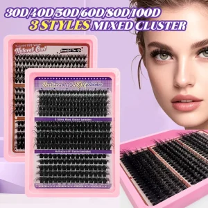15 Rows 300 Clusters 30D 40D 50D 9 16mm C D DIY Handmade Segments Lashes 275PCS 60P 80P 100P Cluster Eyelashes