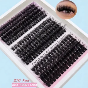 15 Rows 60D 80D 100D Segmented DIY Cluster Lashes 10-18mm Mixed Length Black Thick False Eyelashes with Glue