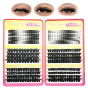 150D+200D Imported Fiber Cluster Lashes Cross border Fairy 18MM Thick Semi Hand Made DIY European American