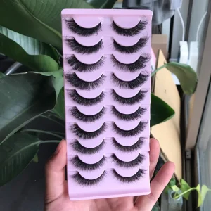 15MM Vegan Synthetic Mink Lashes Black Cotton Band Vegan Cruelty Free Mink Eyelashes