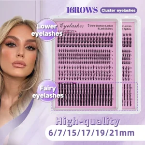 15Rows False Eyelashes Clusters Spikes Bottom Lashes DIY Manga Cluster Eyelash Extensions Waterproof Individual Lashes Clusters