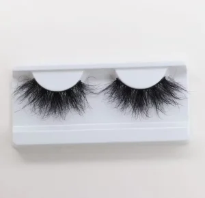 15mm 20mm Natural Long Handmade Faux Mink Synthetic Hair Eyelash Tray with Strip Eyelashes Printed Logo