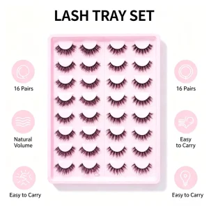 16 Pairs Fluffy 3D 5D Eyelash Extension Handmade Bulk Models for Makeup Long Natural Long Faux Mink Lashes Box Model