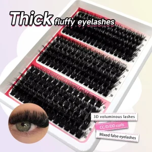 160D Thick Segmented Cluster Lashes DIY Dense Full Individual Eyelashes Super Thin Band Reusable Soft Lashes