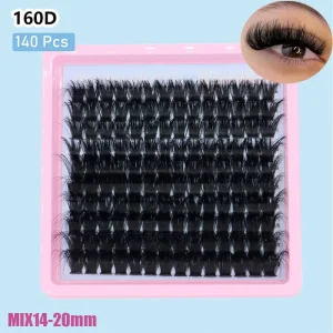 160D Thick Volume DIY Segmented Eyelashes Dense Fluffy Cluster Lashes Superfine Band Reusable Individual False Lash Extensions