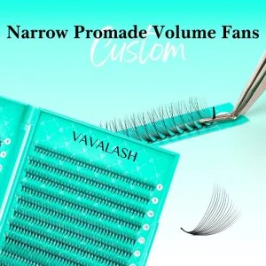 16D 10D PBT Handmade Short Stem Pre Made Lash Extension Pointy Thin Base 12 Rows Narrow Volume Fans Trays Silk Mink Faux Fans