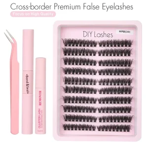 180PCS 3D Heat Bonded Cluster Lashes 60P DIY Individual Segment Eyelash Extensions Wispy Volume Thin Band