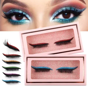 2 In1 Glitter Eyeliner Eyelash Sticker Waterproof Reusable False Eyelashes Eyeliner Stickers Double Eyelid Tape Cat Eye Makeup