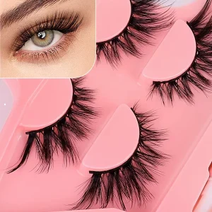 2 Pairs Cat Eye Strip Lashes Comfortable Wispy Natural Look 18mm Eye Lashes Full Strip Lash Cils