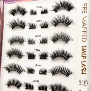 2 Pairs Half Full Strip Eyelash Set Faux Mink Synthetic Hair Eyelashes Volume 3D Natural Thick Cruelty-Free False Lashes