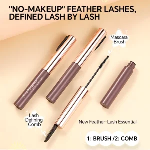 2 in 1 Waterproof Herbal 4D Lash for Fine Brush and Defining Comb Natural No Makeup Look Long Lasting Lash Makeup