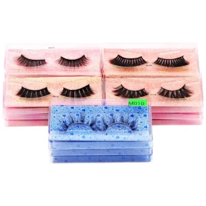 20 Pairs 3D False Eyelashes Pack 5 Styles Mixed Natural Look Wispy Lashes 18MM Long Fluffy Curled Faux Mink Lashes