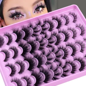 20 Pairs 3D Faux Mink Cruelty Free Reusable Eyelashes Natural Volumizing Curling Mixed Style Bulk False Salon Daily