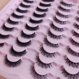 20 Pairs Full Strip Fluffy Style Lash Extensions 3D Silk Mink Eyelashes Cat Eye Lash Strips Faux Mink Natural Lashes