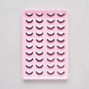 20 Pairs Large Capacity Short Synthetic Hair Eyelashes Naturally Curled Full Strip for Europe & Middle East Vegan Custom Logo