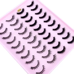 20 Pairs Luxury False Eyelashes Full Strip Synthetic Hair 25-30 Wears Extension