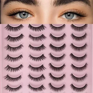 20 Pairs Natural Lightweight False Eyelashes Easy To Wear Daily Eye Makeup Lashes