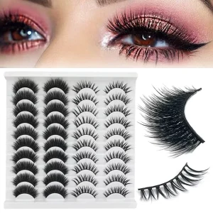 20 Pairs Natural Nude Makeup False Eyelashes Lightw
