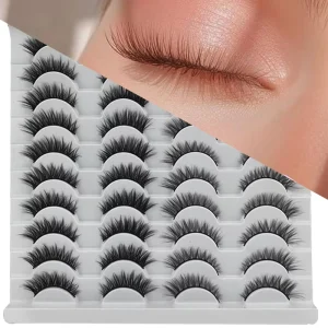 20 Pairs Natural Nude Makeup Strip False Eyelash Set Light Soft Comfortable Reusable Daily Eye Lashes