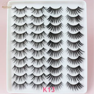 20 Pairs Natural Style Chemical Fiber Silk Soft Full Strip Cat Eye Lashes New Style False Mink for Party Salon Beauty