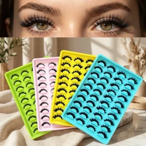 20 Pairs Pack Winged Cat Eye Strip Lashes Dramatic Thick Voluminous Dense for Semi Hand Made Cruelty Free False Eyelashes