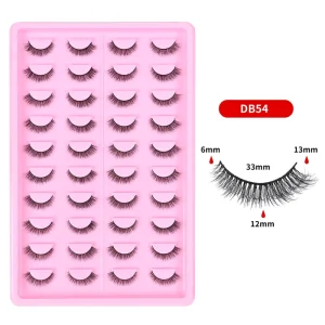 20 Pairs Reusable Self-adhesive Volume Natural Eyelashes Short Black Stem False Lashes for Eye Makeup Women
