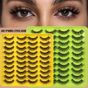 20 Pairs Spiky Dramatic Volume Multi Layer Full Strip Faux Mink False Eyelashes