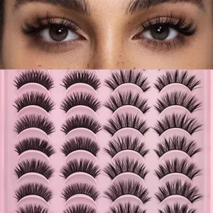 20 Pairs Strip False Eyelashes 2 Styles Combo Set Natural Lightweight Comfortable Reusable Daily Eye Lashes