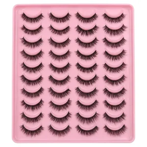 20 Pairs Strip Lashes Tray Thick Dramatic 3D Volume False Eyelashes Bulk Affordable Lashes for African Market