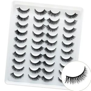 20 Pairs Synthetic Hair High-Volume Mixed-Style Dramatic False Eyelashes for Bigger Eyes Thick Curled Three-Dimensional
