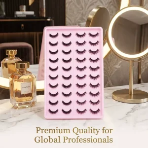 20 Pairs Value Pack False Eyelashes 3D Voluminous Wispy Multi Layered Lashes Pink Tray 40 Pcs Bulk for Women Makeup