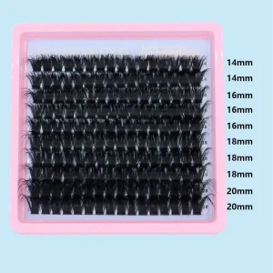200 Clusters Mix 14-20mm DIY Segment 3D Fluffy Enlarge Eyes Lashes Extension Thick and Long Black Curly D DD CC Nice Looking Part