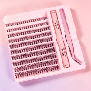 200PCS Tapered Cluster Lashes with Black Band DIY Lash Extension Kit Bond and Seal