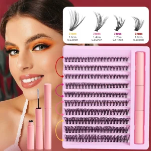 200Pcs Cluster Lashes 30D 40D 50D C D Curl Mix 8-16mm DIY Individual Lash Extension Kit Pre cut Segment Cluster Lashes