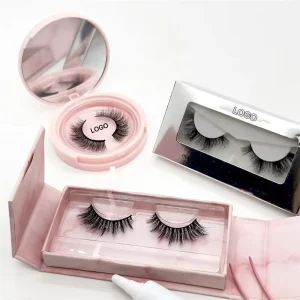 2025Mink Style Volume Private Label Fluffy Natural Messy 3D Effect Faux Mink Strip Lashes