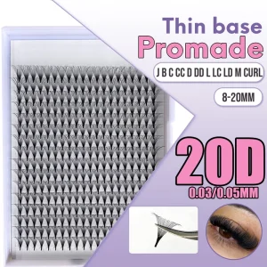 20D Premade Light Wide Fans Sharp Base Ultra Thin 0.03 0.05 Mega Russian Curl Soft Eyelash Extensions 12mm 8D
